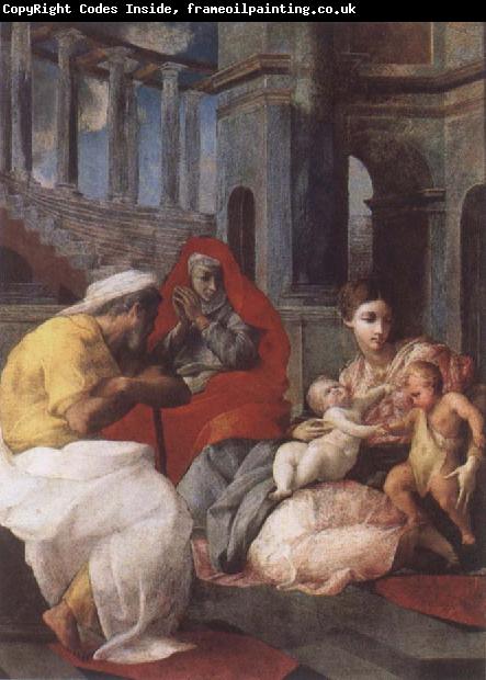 Francesco Primaticcio The Holy family with St.Elisabeth and St.John t he Baptist
